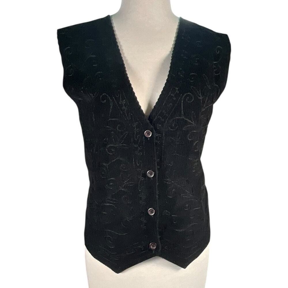 Vintage 90s North Crest Black Corduroy Vest L Artisan Y2K Hobo Boho Boho Grunge